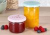 Spetebo Marmeladenglas Marmeladenglas mit bedrucktem Metall Deckel, Glas, (Set, 6-tlg, 6x Einweckglas), Einmachglas mit farbigem Schraubverschluss Bild 4