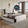 Polsterbett 160x200 cm mit kabelloser Ladestation, USB/Typ-C-Anschluss & 4 Schubladen, Beige mit Stauraum,inklusive Matratze Bild 4