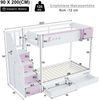 Merax Etagenbett Jugendbett Kinderbett 90*200 cm, Doppelbett, Mit Abnehmbarem Ablagefach, Sicherer Aufbewahrungsleiter, Schubladen, Weiß + Rosa Bild 4