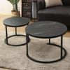 Runder Couchtisch Satztisch 2er Set Schwarz Holz Metallgestell 70x70x45cm Bild 3