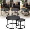 Runder Couchtisch Satztisch 2er Set Schwarz Holz Metallgestell 70x70x45cm Bild 4