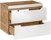 Badmöbel Set mit Keramikwaschtisch LUTON-56 in Hochglanz weiß mit Wotan Eiche Nb, B/H/T ca. 130/200/46 cm Bild 4