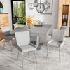 Merax Samt-Esszimmerstuhl, 6er-Set, luxuriös, Wohnzimmer, Schlafzimmer, Lounge-Stuhl mit vier Silberne Metallstützbeinen, Lendenwirbelstütze, Grau Bild 2