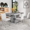 Merax Samt-Esszimmerstuhl, 6er-Set, luxuriös, Wohnzimmer, Schlafzimmer, Lounge-Stuhl mit vier Silberne Metallstützbeinen, Lendenwirbelstütze, Grau Bild 3