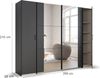 rauch Kleiderschrank, Dreh- und Schwebetürenschrank KRONACH, 4-türig, 2 Spiegeltüren teilaufgelegt, Grau metallic, 268 x 210 x 59 cm Bild 4