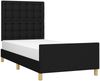 Einzelbett mit Kopfteil Stoff Schwarz 90x190 cm Bild 3