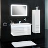 Lanzet M9 Badmöbel Set 5-teilig, 100 cm breit, Weiß, LED Spiegelelement + Midischrank Bild 2