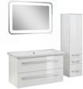 Lanzet M9 Badmöbel Set 5-teilig, 100 cm breit, Weiß, LED Spiegelelement + Midischrank Bild 1