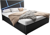 Polsterbett 90×200 cm aus Kunstleder mit LED-Beleuchtung und Stauraum, schwarz Bild 5