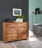 Sideboard MUMBAI Massivholz Sheesham Kommode 90 cm 2 Schubladen 2 Türen Design Highboard Landhaus-Stil braun natur Bild 3