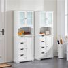 Yaheetech Hochschrank mit Glastüren und Schubladen, Einlegeböden verstellbar, Holz weiß, 63 x 30 x 165,5 cm Bild 3