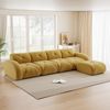 4-Sitzer Wohnlandschaft H 76 x T 358 x B 171 cm aus Chenille, modular kombinierbar, gelb Bild 3