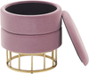 Pouf Samtstoff mit Stauraum rosa ⌀ 37 cm ELGIN Bild 4