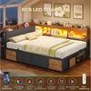 MSMASK Daybett Tagesbett Schlafsofa mit LED-Beleuchtung & Ladestation, Jugendbett mit 6 Staufächern und 6 Schubladen – Liegefläche 140x200 cm Bild 4
