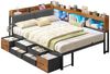 MSMASK Daybett Tagesbett Schlafsofa mit LED-Beleuchtung & Ladestation, Jugendbett mit 6 Staufächern und 6 Schubladen – Liegefläche 140x200 cm Bild 3