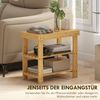 Schuhbank Bambus, Sitzbank mit Schuhregal, 2 Ablagen für bis zu 4 Paar Schuhe, bis 136kg, robust, natürlich, für Flur Bild 4