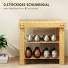 Schuhbank Bambus, Sitzbank mit Schuhregal, 2 Ablagen für bis zu 4 Paar Schuhe, bis 136kg, robust, natürlich, für Flur Bild 3