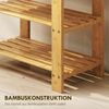 Schuhbank Bambus, Sitzbank mit Schuhregal, 2 Ablagen für bis zu 4 Paar Schuhe, bis 136kg, robust, natürlich, für Flur Bild 5