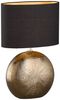 LED Tischlampe mit Keramikfuß Bronze Antik & Stoffschirm Schwarz Gold, Höhe 53cm Bild 2