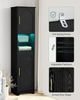 Badezimmerschrank, Badschrank, Hoher Schrank Mit Farbwechselnden Led-Leuchten Und 2 Türen, Verstellbare Einlegeböden, Wohnzimmer, Badezimmer, 30 X 40 X 170 cm, Schwarz Bild 5