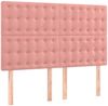 vidaXL Boxspringbett mit Matratze Rosa 140x190 cm Samt 3138084 Bild 5