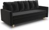 Schlafsofa Rico - Sofa mit Bettkasten, Couch mit Schlaffunktion, Bettfunktion, Bettsofa mit Bonell-Ferderkern, Velours (Schwarz (Kronos 07)) Bild 2