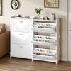 Merax Schuhschrank (2-teiliges Set), mit 6 unteren Klapptüren, Sideboard, Wohnzimmerschrank, MDF, Weiß, Vakuumformdesign, verstellbare Gehäusebreite Bild 1