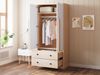 Kleiderschrank 70 x 40 x 170 cm mit Doppeltüren, 2 Schubladen und 1 großem Fach in Natur/Weiß Bild 2