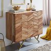 Wohnling Sideboard 90 x 86,5 x 40 cm Akazie Massivholz / Metall Anrichte | Kommode 3 Schubladen | Hoher Kommodenschrank Holz Massiv | Standschrank Wohnzimmer Bild 4