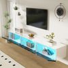 Schwarz-weißer TV-Schrank, 180 cm lang, Hochglanzoberfläche, mit 16-farbiger LED-Beleuchtung, wandmontierbar Bild 2