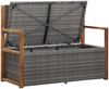 vidaXL Bank mit Stauraum 115 cm Poly Rattan Massivholz Akazie Grau 46011 Bild 3