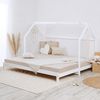 Kinderbett mit 2 Matratzen ausziehbar Hausbett 90x200 Gästebett Ausziehbett Funktionsbett Holz Weiß Kinderdoppelbett Bett Bettenhaus Spielbett Bild 2