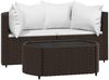 vidaXL 3-tlg. Garten-Lounge-Set mit Kissen Braun Poly Rattan 319759 Bild 2