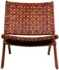 House Nordic Klappstuhl, Leder, braun, Beine aus Teakholz Bild 2