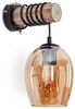 hofstein Wandleuchte Wandlampe aus Holz/Metall/Glas in Natur/Schwarz/Bernstein, ohne Leuchtmittel, Glasschirm u. An/-Auschalter am Gehäuse, 1x E27, ohne Leuchtmittel Bild 4