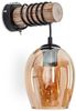 hofstein Wandleuchte Wandlampe aus Holz/Metall/Glas in Natur/Schwarz/Bernstein, ohne Leuchtmittel, Glasschirm u. An/-Auschalter am Gehäuse, 1x E27, ohne Leuchtmittel Bild 5