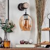 hofstein Wandleuchte Wandlampe aus Holz/Metall/Glas in Natur/Schwarz/Bernstein, ohne Leuchtmittel, Glasschirm u. An/-Auschalter am Gehäuse, 1x E27, ohne Leuchtmittel Bild 2