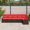 vidaXL Gartensofa-set mit Kissen 6 pcs Braun und Rot Poly-Rattan 3354733 Bild 3