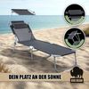 BigDean Sonnenliege klappbar mit Kopfkissen & Dach extra hoch dunkelgrau 150 kg belastbar - hochwertige Gartenliege für Balkon, Garten & Strand Bild 2