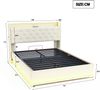 LED Polsterbett 140*200 cm mit USB-Ladeanschluss und Hydraulischer Lagerung, Hautfreundlicher Leinenstoff Beige Bild 3