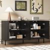 Sideboard modern, schwarz, 4 grifflose Türen, höhenverstellbare Regale, 145x41,5x80 cm Bild 5