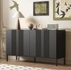 Sideboard modern, schwarz, 4 grifflose Türen, höhenverstellbare Regale, 145x41,5x80 cm Bild 2