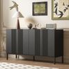 Sideboard modern, schwarz, 4 grifflose Türen, höhenverstellbare Regale, 145x41,5x80 cm Bild 2