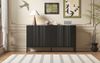 Sideboard modern, schwarz, 4 grifflose Türen, höhenverstellbare Regale, 145x41,5x80 cm Bild 3