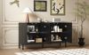 Sideboard modern, schwarz, 4 grifflose Türen, höhenverstellbare Regale, 145x41,5x80 cm Bild 4