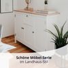 KHG Sideboard 3-türig mit 4 Einlegeboden Landhaus, Schublade Kommode aus Holzwerkstoff weiß foliert, Deckplatte Holzoptik Asteiche foliert, silberne Metall-Griffe, 120 x 90 x 40 cm (B/H/T) Bild 3