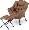 Sessel mit Hocker & Armlehnen & Seitentasche & Fußstütze Relaxsessel Ohrensessel Braun Bild 2