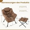Sessel mit Hocker & Armlehnen & Seitentasche & Fußstütze Relaxsessel Ohrensessel Braun Bild 3