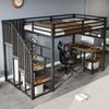 STILVORA Kinderbett 120x200 mit Schreibtisch,Eisenbett Jugendbett mit Handläufen®al (mit Treppen und Handläufen, Schreibtisch und Aufbewahrungsregal, Stabile Lattenroste, 120x200 cm), ohne Matratze Bild 3