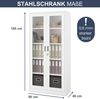 Vitrinenschrank abschließbar AMELIA - Glastüren, 5 Ebenen | Büroschrank aus Stahl Aktenschrank mit Glasfenster Metallschrank Mehrzweckschrank, 185x90x40cm Weiß Bild 2